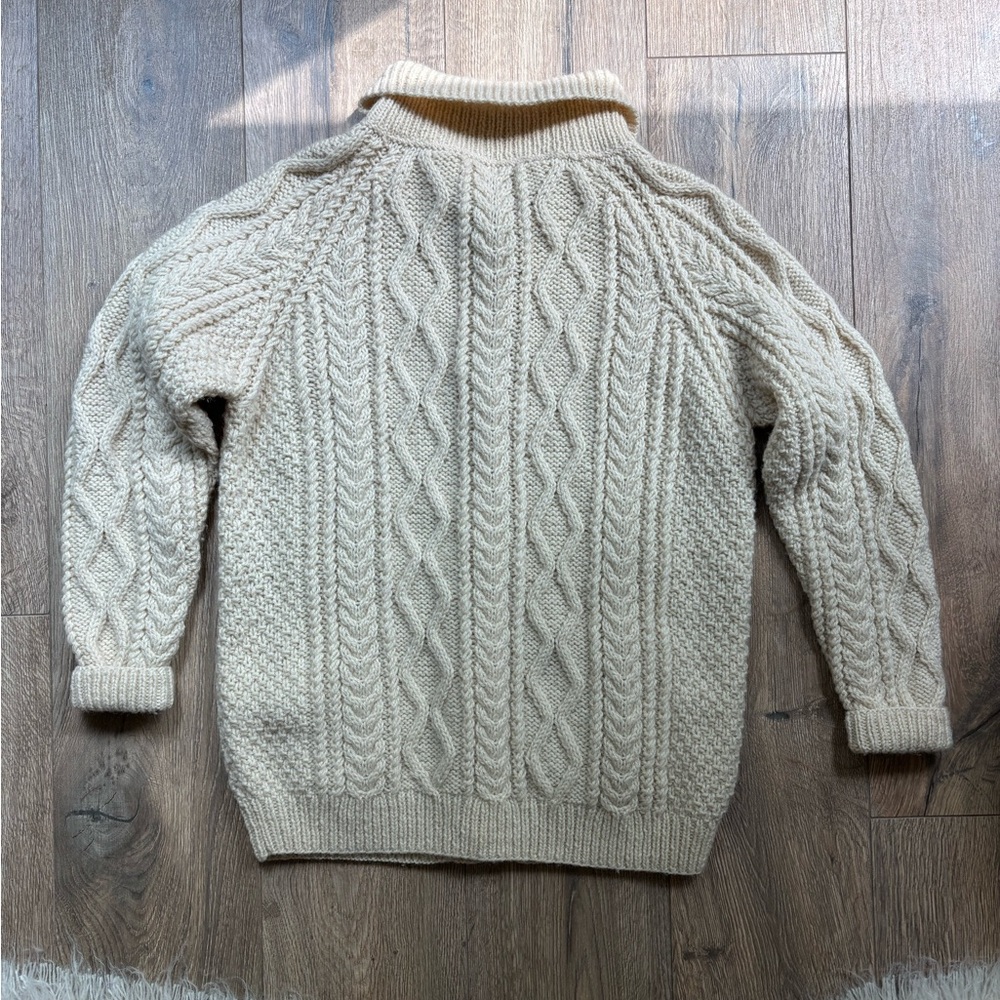 Macmillan of Scotland Cable Knit Wool Cardigan Sweater Large UK 42 Aran Unisex - Picture 7 of 16